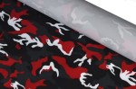 Tkanina MORO poliester PVC wzór:  M7 - "Camo Red"