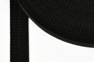 Plain Webbing Tape "RIBBED" 25mm BLACK