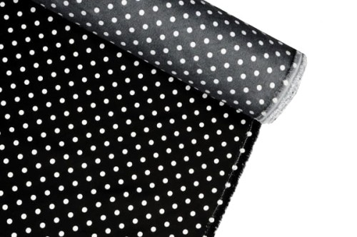 tkanina poliester dekoracyjna wodoodporna PU wzór DECO 87 białe kropki groszki grochy czarne tło agatex (1).jpg