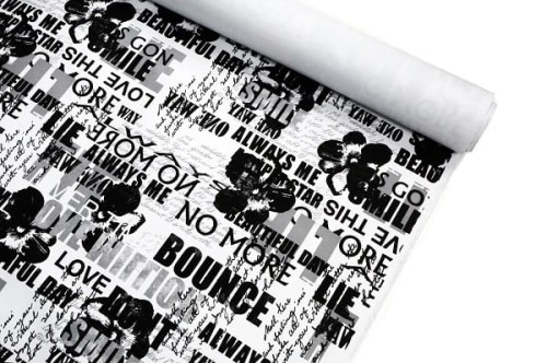 tkanina poliester drukowana wodoodporna PVC wzór D21 kwiaty litery flowers words fabric bounce smile agatex (1).jpg