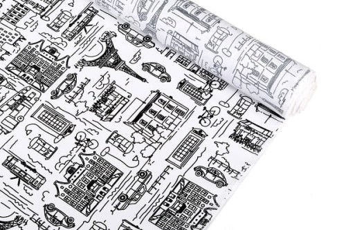 tkanina poliester dekoracyjna wodoodporna PU wzór DECO 77 rysunek gazeta paryż wieża eiffla agatex (1).jpg