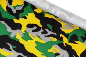 Tkanina MORO poliester EMB wzór: M16 - "Camo Yellow"