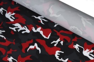 Tkanina MORO poliester PVC wzór:  M7 - "Camo Red"