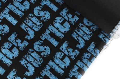 tkanina poliester drukowana wodoodporna PVC wzór D30 kodura kordura codura cordura justice blue niebieskie litery agatex (1).jpg