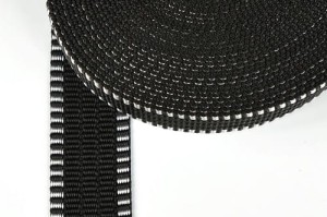 Plain Webbing Tape "RIBBED" with lance 30mm BLACK