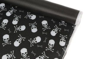 Tkanina drukowana PVC wzór:  D8 - "White Skull" 